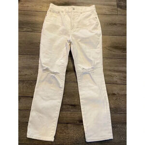 Madewell The Perfect Vintage Crop Jeans Distressed Cream Size 26